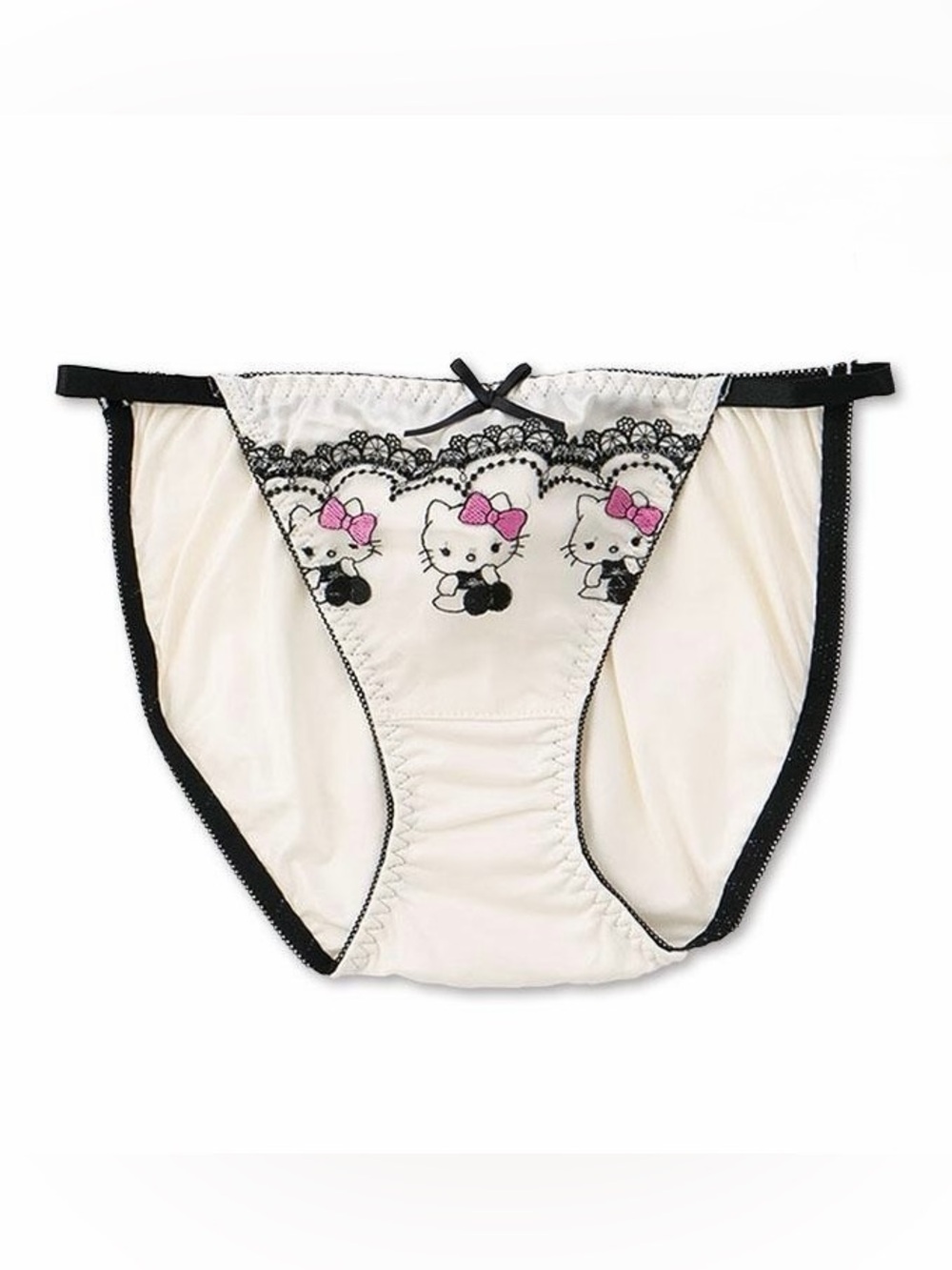 US-S/JP-L Sanrio HELLO KITTY Japanese Satin Trim Cute Embroidery Bow Panties